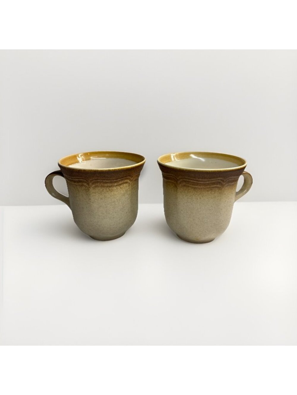 Set of Mikasa Stoneware Mugs E8000 Japan Whole Wheat Round Brown Cups